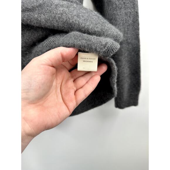 Chinti & Parker Grey 100% Cashmere V Neck Sweater Size Extra Small - Picture 4 of 6